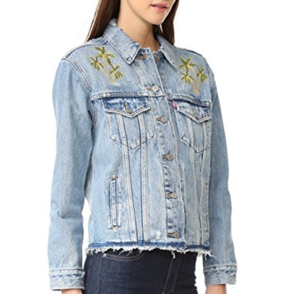 palm tree jean jacket